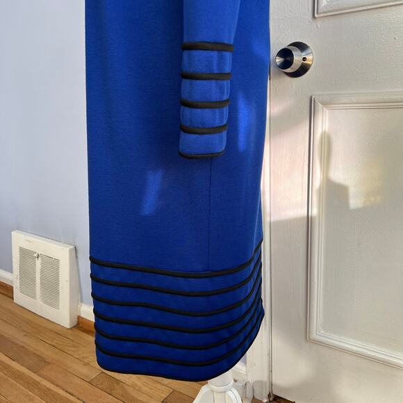 David Warren Dress Back Buttons Long Sleeve Wool Blue Vintage 80s Women's Size 8 - Picture 8 of 14